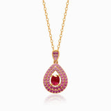 Yellow Gold Mogok Rose Red Ruby Pendant | Saratti Fine Jewelry 