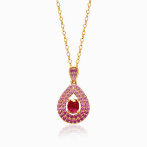 Yellow Gold Mogok Rose Red Ruby Pendant | Saratti Fine Jewelry 