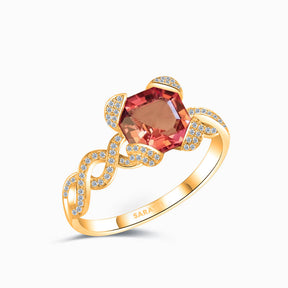 Yellow Gold Rose Régale Gold Pink Tourmaline Ring | Saratti Fine Jewelry 