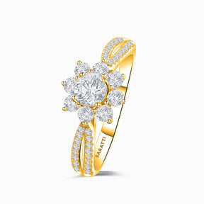 Yellow Gold Split Shank Fortune Compass II Natural Diamond Engagement Ring | Saratti Diamonds