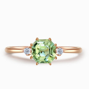 Yellow Gold Electric Dreams Three Stone Green Tourmaline Ring | Saratti Fine Jewelry 
