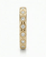Hot Cross diamond-encrusted wedding band in yellow gold, side view | SARATTI