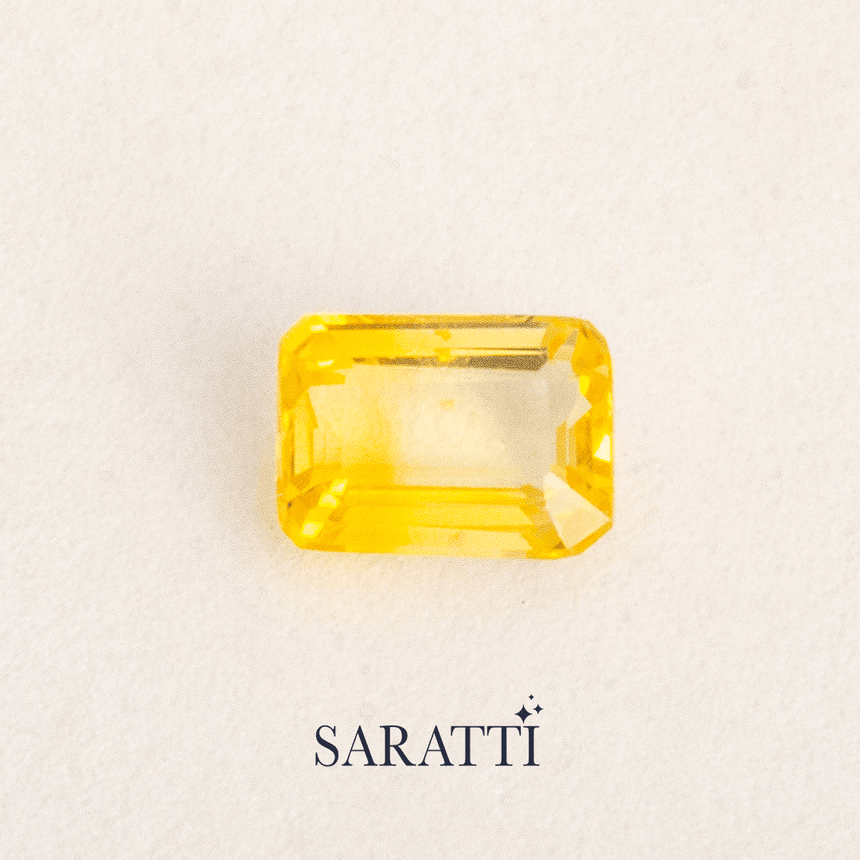 Yellow Gemstone in Rectangular Shape - Sapphire Gemstone - 0.9 carats - SARATTI