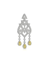 Yellow and white diamond tassel pendant necklace with geometric openwork in 18K white gold | SARATTI