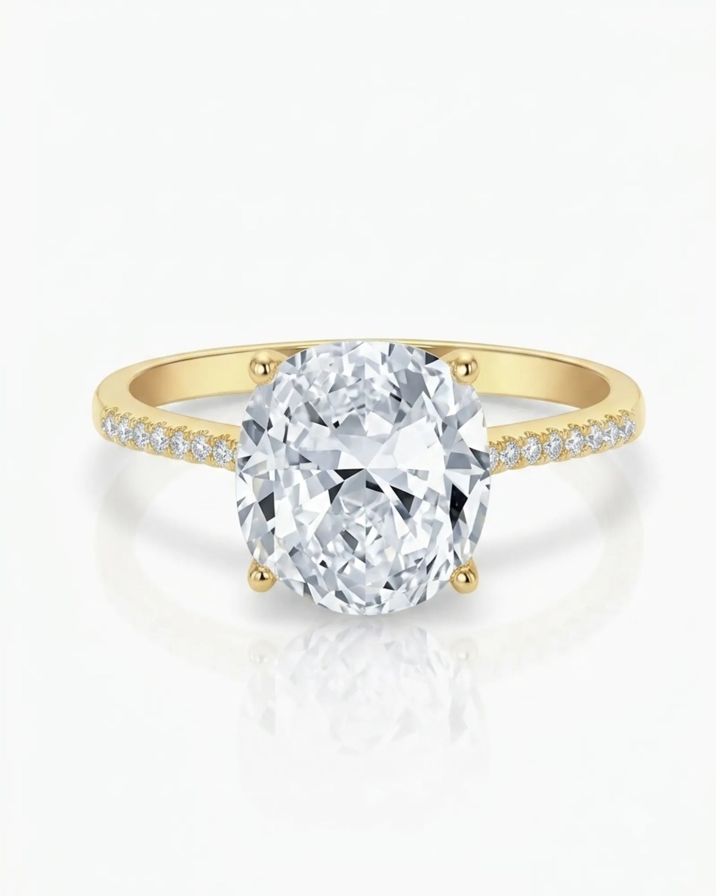 Yellow gold cushion moissanite engagement ring for meaningful proposal moments | SARATTI