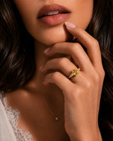 Yellow sapphire and diamond engagement ring in 18K rose gold for meaningful gifting | SARATTI