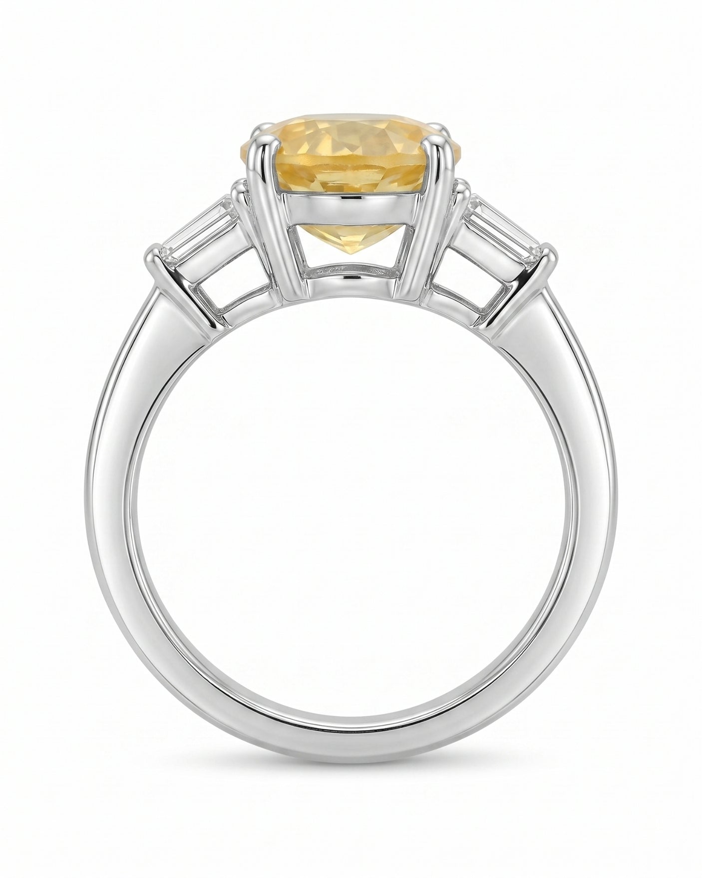 Yellow sapphire and diamond engagement ring in 18K white gold for meaningful gifting | SARATTI