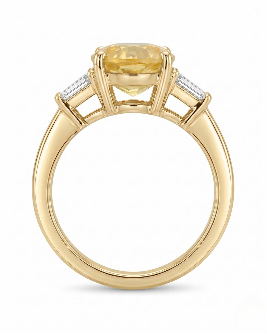 Yellow sapphire and diamond engagement ring in 18K yellow gold for meaningful gifting | SARATTI