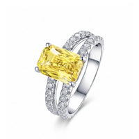 4 carats Unheated Yellow Sapphire and Diamond Ring