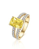 Yellow sapphire ring with radiant-cut center and diamond split shank in 18K yellow gold | SARATTI