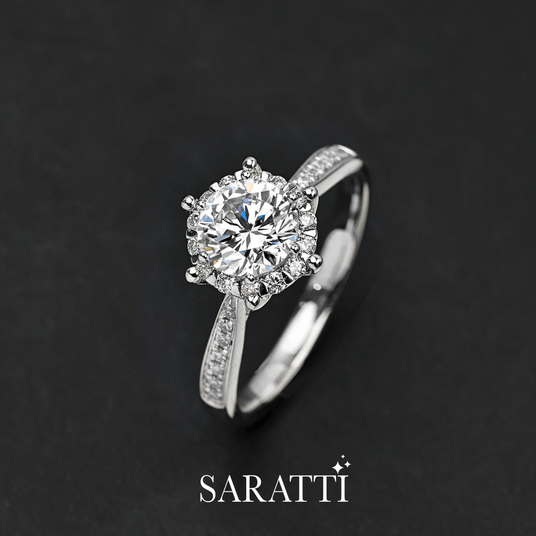 Classic White Gold Natural Diamond Ring | Yulisa
