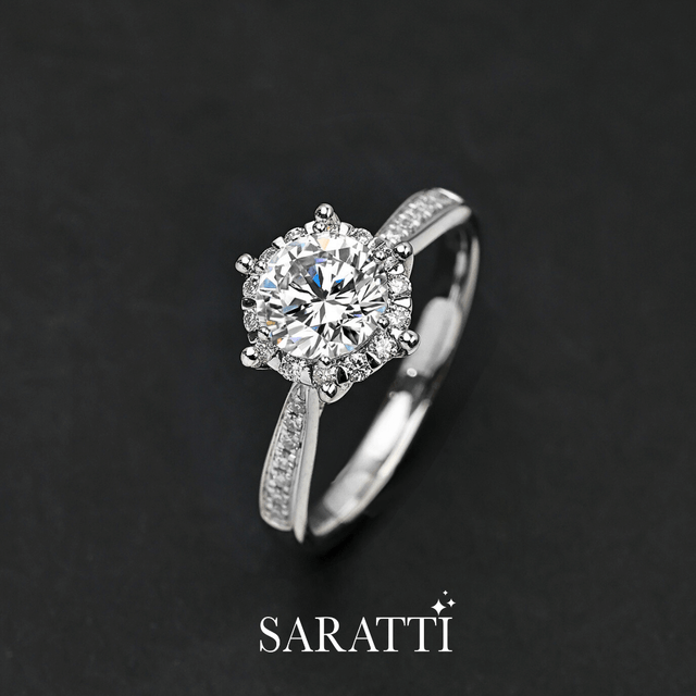 Classic White Gold Natural Diamond Ring | Yulisa
