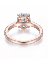 Adriana 1 carat F-colour oval natural diamond hidden halo ring in 18K rose gold, underside view of hidden halo setting | SARATTI