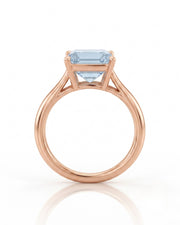 AERIA emerald cut Aquamarine split-shank solitaire ring setting in Rose Gold, rear gallery view | SARATTI