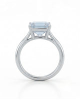 AERIA emerald cut Aquamarine split-shank solitaire ring setting in White Gold, rear gallery view | SARATTI