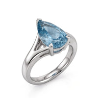 AERIA – Pear Cut Aquamarine Split Shank Solitaire Ring Setting