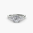 AMÉLIE – Cushion Cut Four-Stone Shoulder Solitaire Ring Setting – White Gold view | SARATTI
