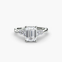 AMÉLIE – Emerald Cut Four-Stone Shoulder Accent Solitaire Ring Setting