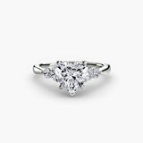 AMÉLIE Heart Cut Four-Stone Shoulder Solitaire Ring Setting in 950 Platinum | SARATTI