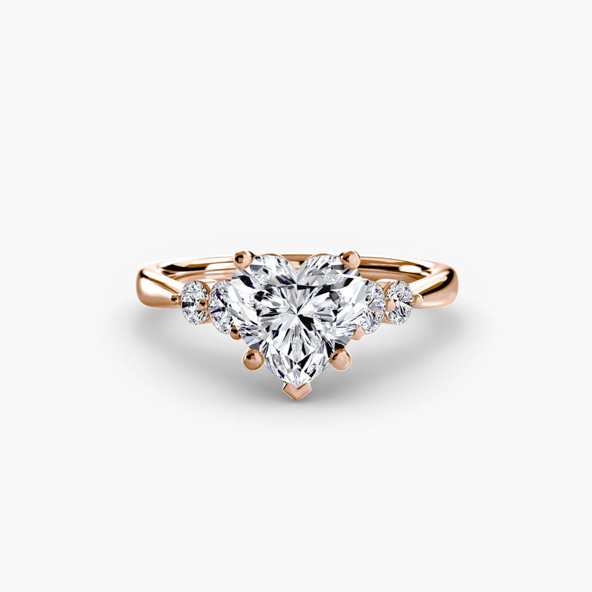 AMÉLIE Heart Cut Four-Stone Shoulder Solitaire Ring Setting in Rose Gold | SARATTI