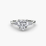 AMÉLIE Heart Cut Four-Stone Shoulder Solitaire Ring Setting in White Gold | SARATTI