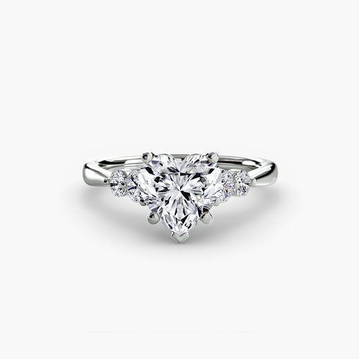 AMÉLIE Heart Cut Four-Stone Shoulder Solitaire Ring Setting in White Gold | SARATTI