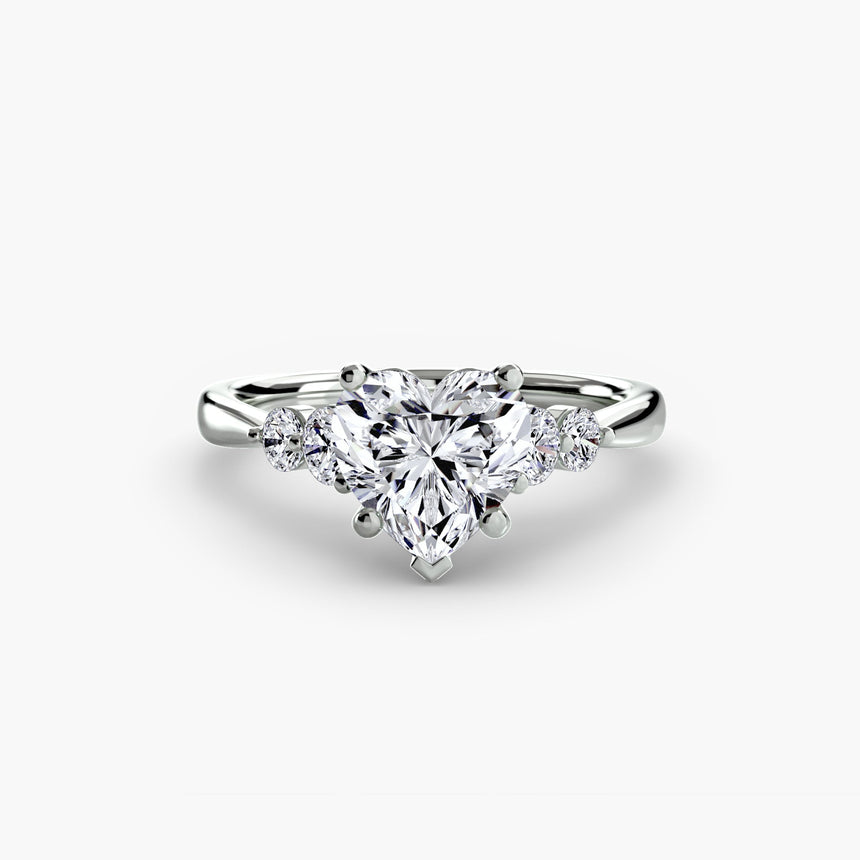 AMÉLIE Heart Cut Four-Stone Shoulder Solitaire Ring Setting in White Gold | SARATTI