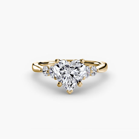 AMÉLIE Heart Cut Four-Stone Shoulder Solitaire Ring Setting in Yellow Gold | SARATTI