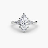 AMÉLIE – Marquise Cut Four-Stone Shoulder Solitaire Ring Setting in 950 Platinum | SARATTI