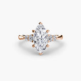 AMÉLIE – Marquise Cut Four-Stone Shoulder Solitaire Ring Setting in Rose Gold | SARATTI