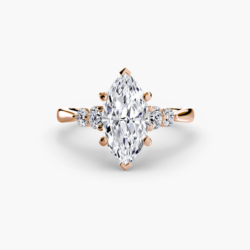 AMÉLIE – Marquise Cut Four-Stone Shoulder Solitaire Ring Setting in Rose Gold | SARATTI