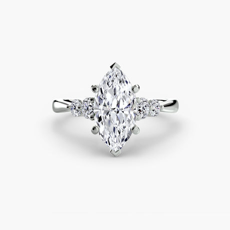 AMÉLIE – Marquise Cut Four-Stone Shoulder Solitaire Ring Setting in White Gold | SARATTI