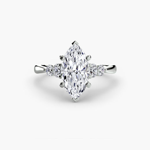 AMÉLIE – Marquise Cut Four-Stone Shoulder Solitaire Ring Setting in White Gold | SARATTI
