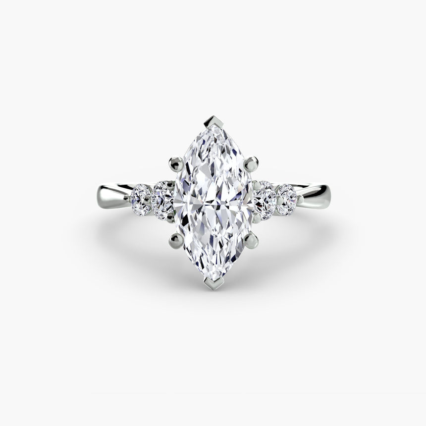 AMÉLIE – Marquise Cut Four-Stone Shoulder Solitaire Ring Setting in White Gold | SARATTI