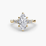 AMÉLIE – Marquise Cut Four-Stone Shoulder Solitaire Ring Setting in Yellow Gold | SARATTI