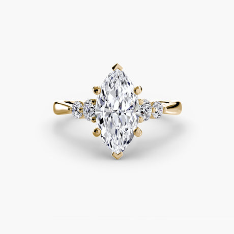 AMÉLIE – Marquise Cut Four-Stone Shoulder Solitaire Ring Setting in Yellow Gold | SARATTI
