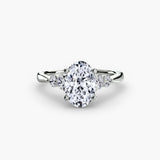 AMÉLIE Oval Cut four-stone shoulder solitaire ring setting in 950 Platinum | SARATTI