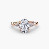AMÉLIE Oval Cut four-stone shoulder solitaire ring setting in Rose Gold | SARATTI