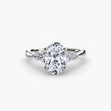 AMÉLIE Oval Cut four-stone shoulder solitaire ring setting in White Gold | SARATTI