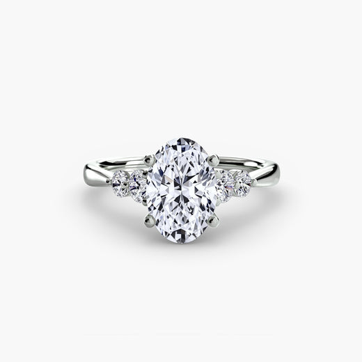 AMÉLIE Oval Cut four-stone shoulder solitaire ring setting in White Gold | SARATTI