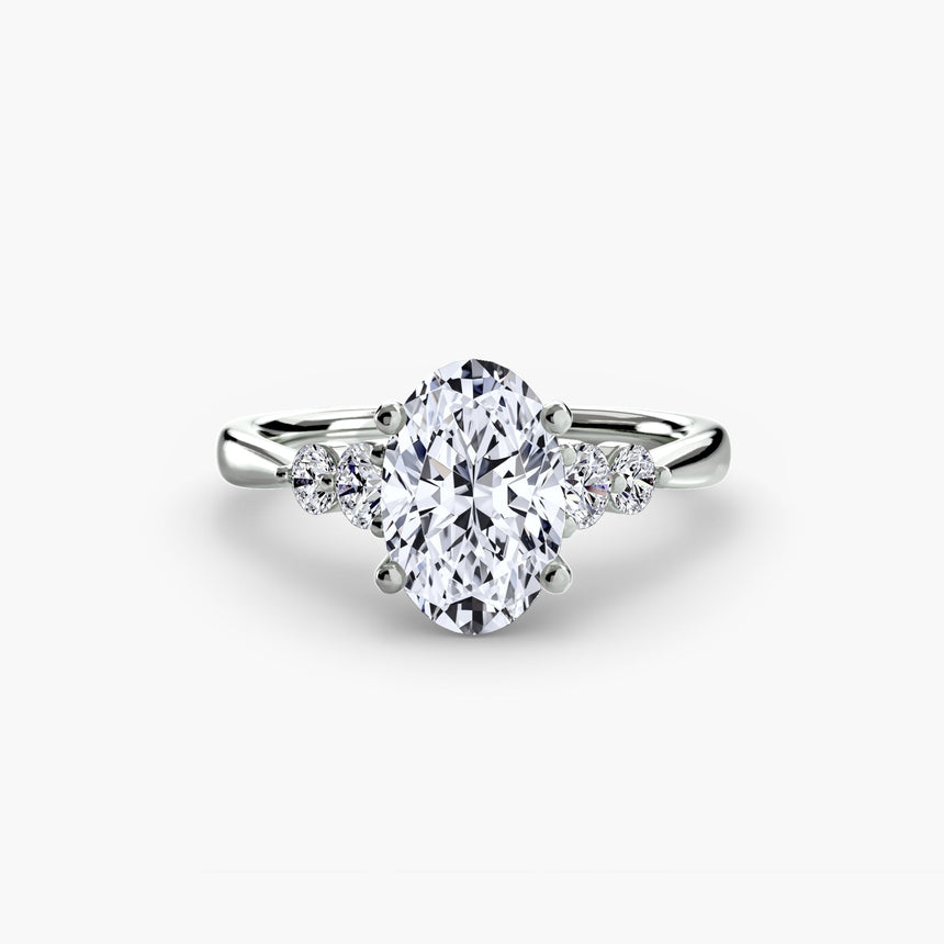 AMÉLIE Oval Cut four-stone shoulder solitaire ring setting in White Gold | SARATTI