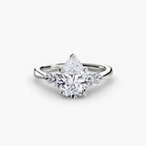 AMÉLIE – Pear Cut Four-Stone Shoulder Solitaire Ring Setting in White Gold | SARATTI
