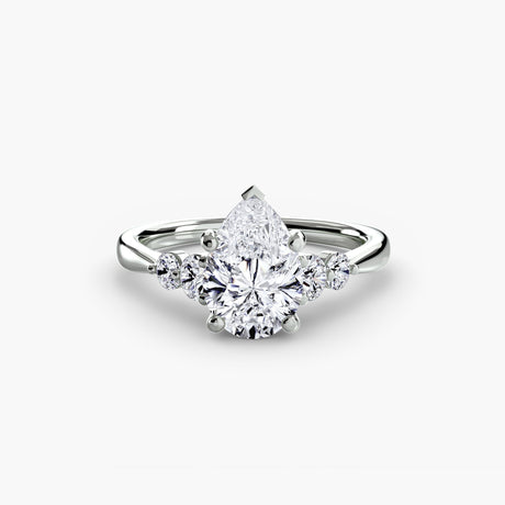 AMÉLIE – Pear Cut Four-Stone Shoulder Solitaire Ring Setting in White Gold | SARATTI