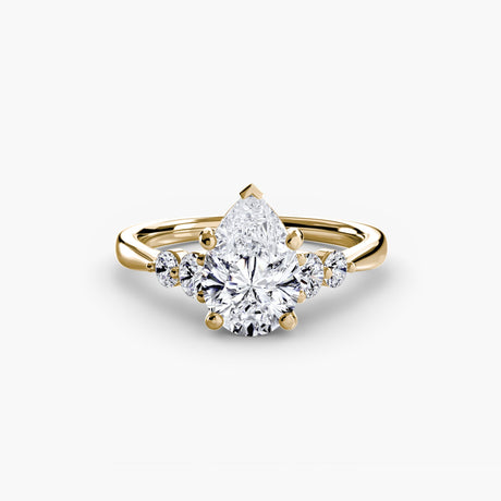 AMÉLIE – Pear Cut Four-Stone Shoulder Solitaire Ring Setting in Yellow Gold | SARATTI