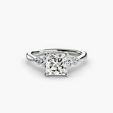 AMÉLIE – Princess Cut Four-Stone Shoulder Solitaire Ring Setting in 950 Platinum | SARATTI