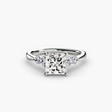 AMÉLIE – Princess Cut Four-Stone Shoulder Solitaire Ring Setting in White Gold | SARATTI