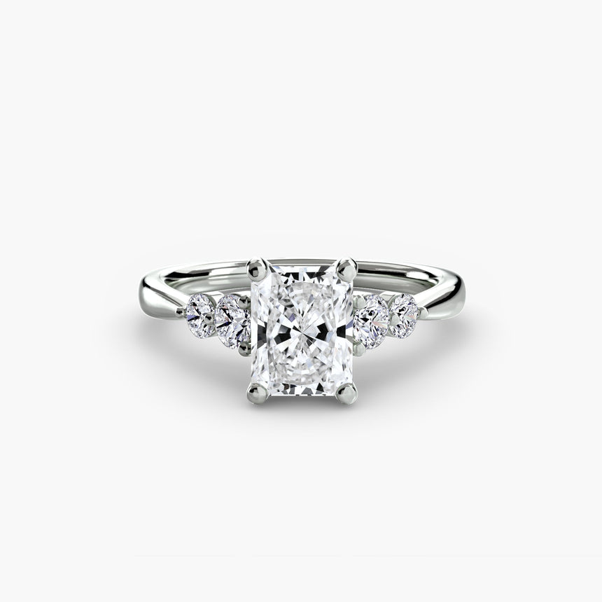 AMÉLIE Radiant Cut Four-Stone Shoulder Solitaire Ring Setting in 950 Platinum | SARATTI