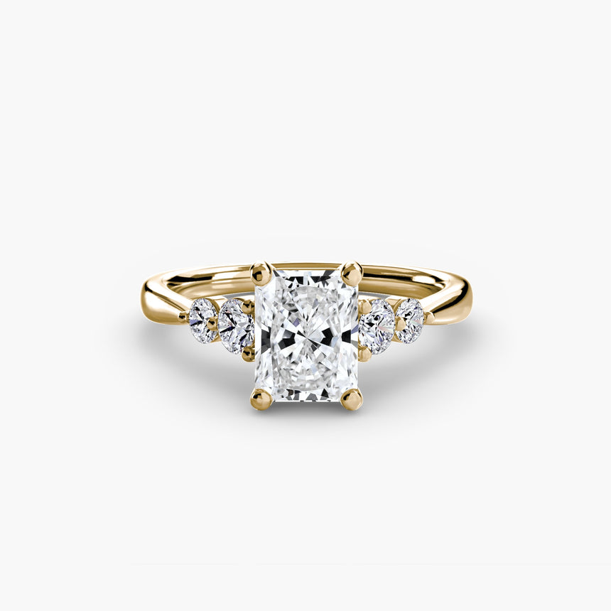 AMÉLIE Radiant Cut Four-Stone Shoulder Solitaire Ring Setting in Yellow Gold | SARATTI