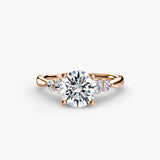 AMÉLIE – Round Cut Four-Stone Shoulder Solitaire Ring Setting in Rose Gold | SARATTI