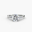 AMÉLIE – Round Cut Four-Stone Shoulder Solitaire Ring Setting in White Gold | SARATTI